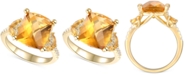 Macy's Citrine (4-1/4 ct. t.w.) & White Topaz (1/4 ct. t.w.) Statement Ring in 14k Gold-Plated Sterling Silver